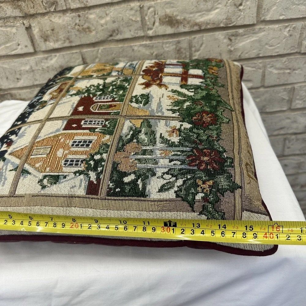 Tapestry Throw Pillow Christmas Around The Town Dakota Scene Winter Snow 16x16
